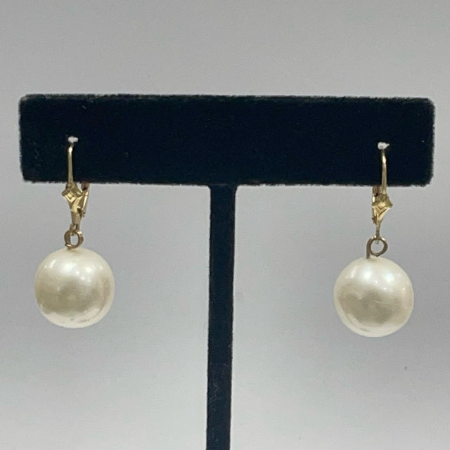 Yellow-White Pearl 14K Earrings