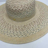 BCBG Generation Tan- Multi Pattern Round Adjustable Straw Hat