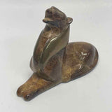 Bronze Roaring Sitting Lioness Sculpture