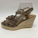 Kanna Size 41-11 Women's Taupe Cut Out Wedge Sandals