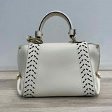 Salvatore Ferragamo Cream Leather Cutout Satchel Handbag