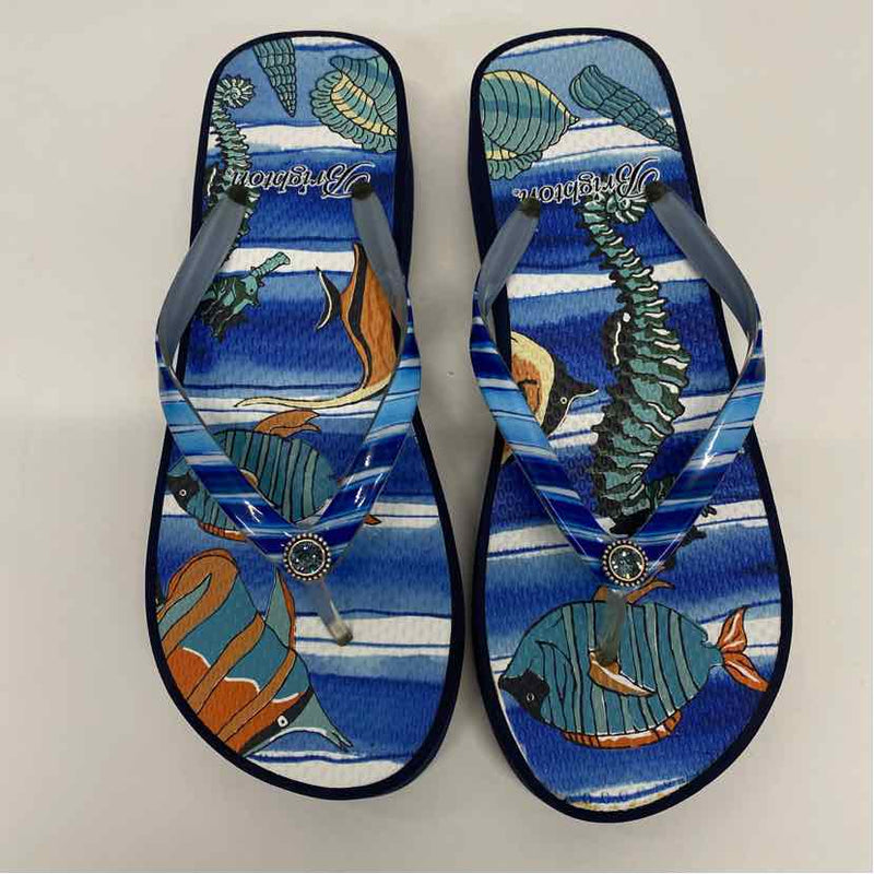 Brighton Size 7 Women's Blue-Multi Pattern Camel Toe Sandals