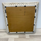 White Wood  Square Ornate Mirror