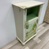 Handpainted White-Multicolor Wood Small Cabinet
