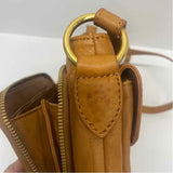 Coldwater Creek Caramel Solid Leather Crossbody Handbag