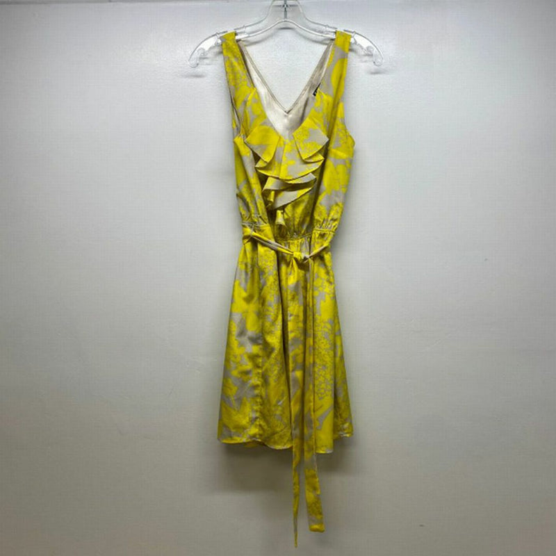 Express Size M Women's Gray-Yellow Pattern Sleeveless Dress