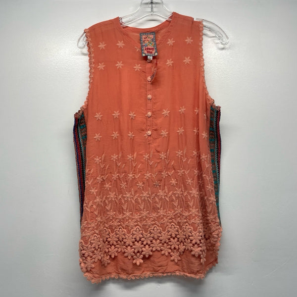 Johnny Was Size M Women's Peach Embroidered Sleeveless Top