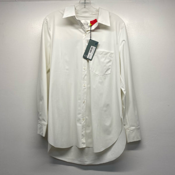 Lysse Size M Women's White Solid Button Up Shirt