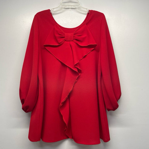 IC by Connie K Size XL-L Women's Red Solid Tunic Blouse