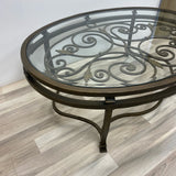 Oval Bronze Iron-Glass Coffee Table