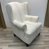 Pottery Barn Wing White-Tan Fabric Stripe Chair