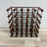 Brown-Silver Wood-Metal Wine Rack