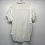 Xirena Size L Women's White Solid Button Up Short Sleeve Top