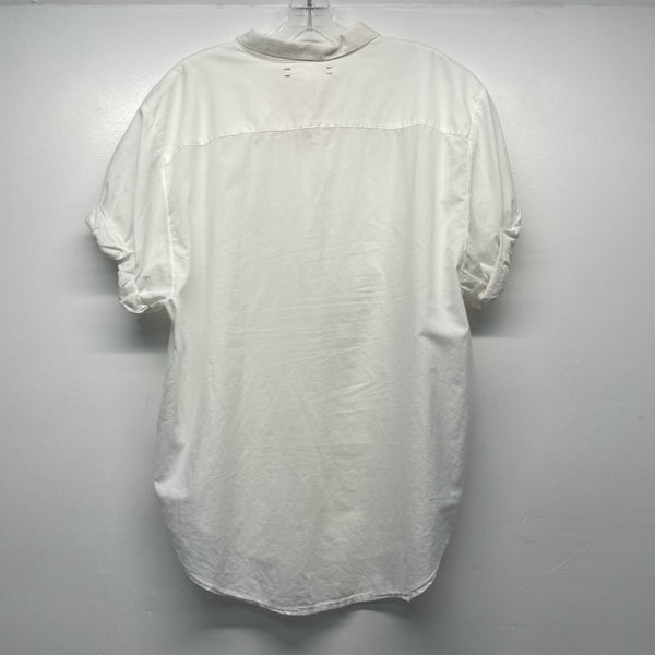 Xirena Size L Women's White Solid Button Up Short Sleeve Top