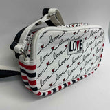 Brighton White-Red Canvas Pattern Crossbody Handbag