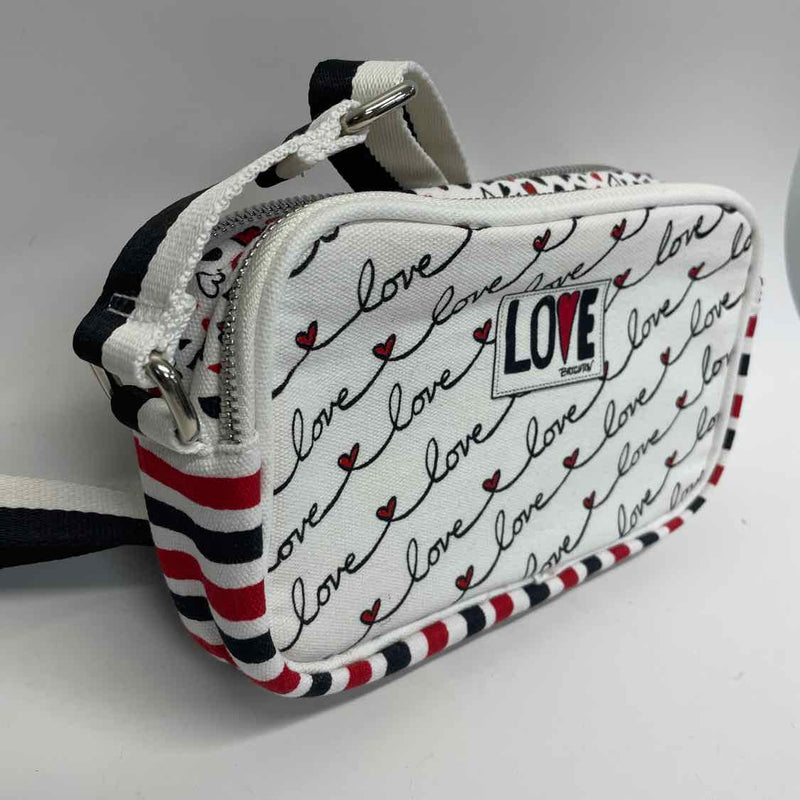 Brighton White-Red Canvas Pattern Crossbody Handbag