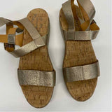 Kork-Ease Size 8 Women's Gold Shimmer Strappy Sandals