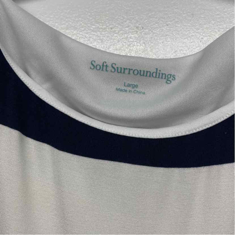 Soft Surroundings Size L Women's Navy-White Stripe Maxi Dress