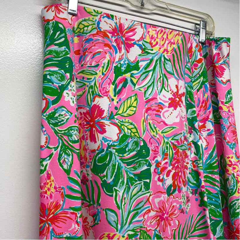 Lilly Pulitzer Size L Women's Pink-Multi Floral Halter Top and Pull OnMaxi Skirt
