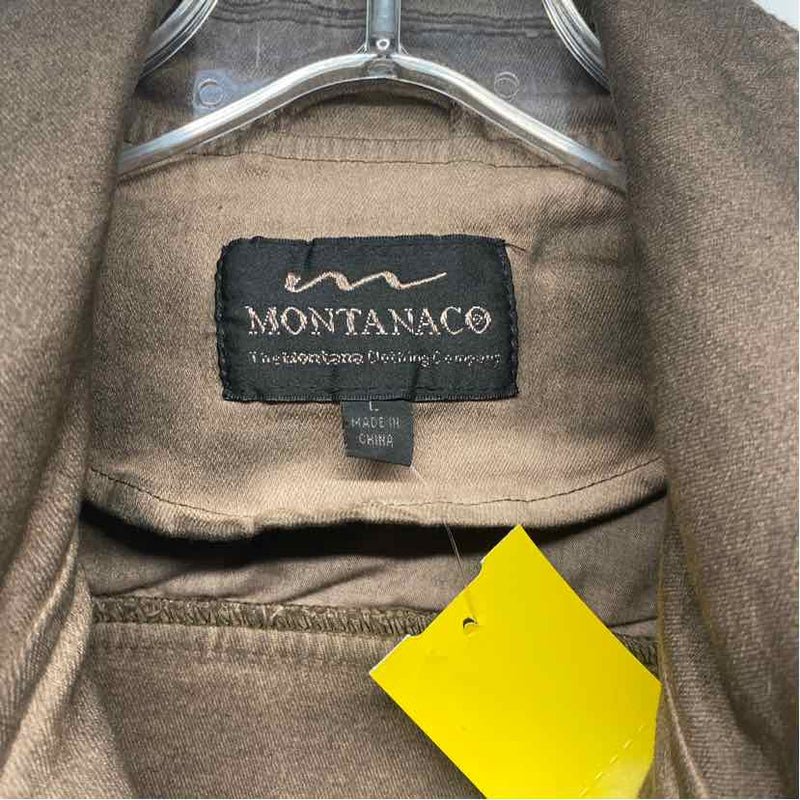 Montanaco Women's Size L Brown Solid Zip Up Jacket