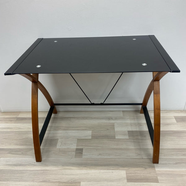 Black- Brown Wood-Glass Desk