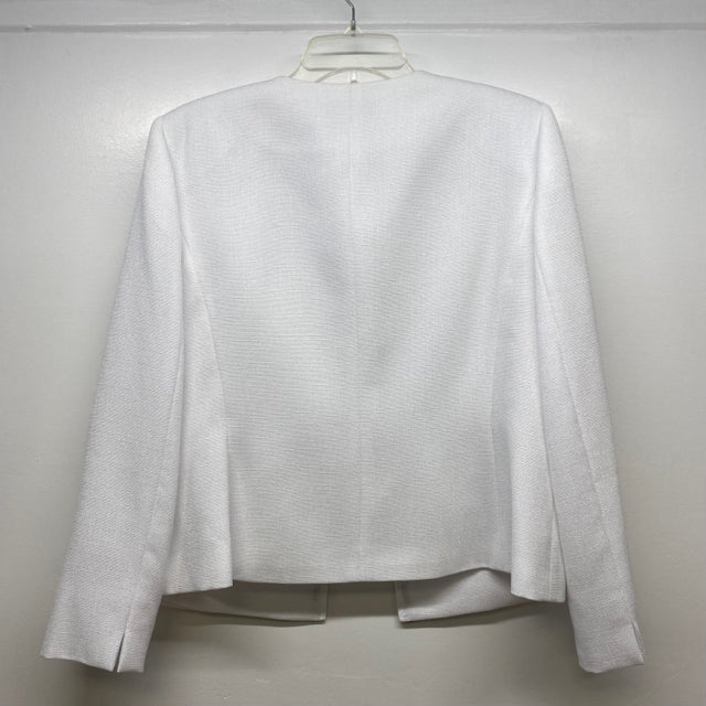 Tahari Arthur Levine Women's Size 12-M White-Black Solid Single button Jacket