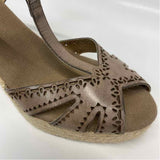 Kanna Size 41-11 Women's Taupe Cut Out Wedge Sandals