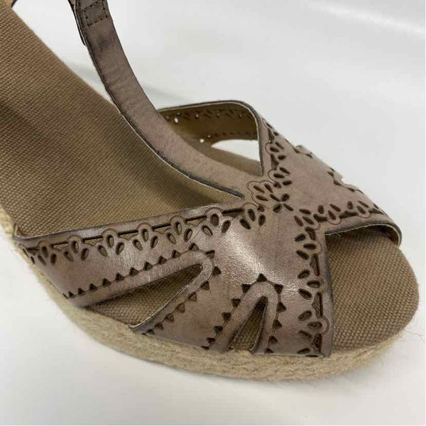 Kanna Size 41-11 Women's Taupe Cut Out Wedge Sandals