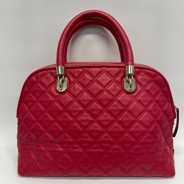 Cole Haan Red Leather Quilted Leather Satchel Handbag