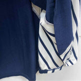 Soft Surroundings Size L Women's Navy-White Stripe Maxi Dress