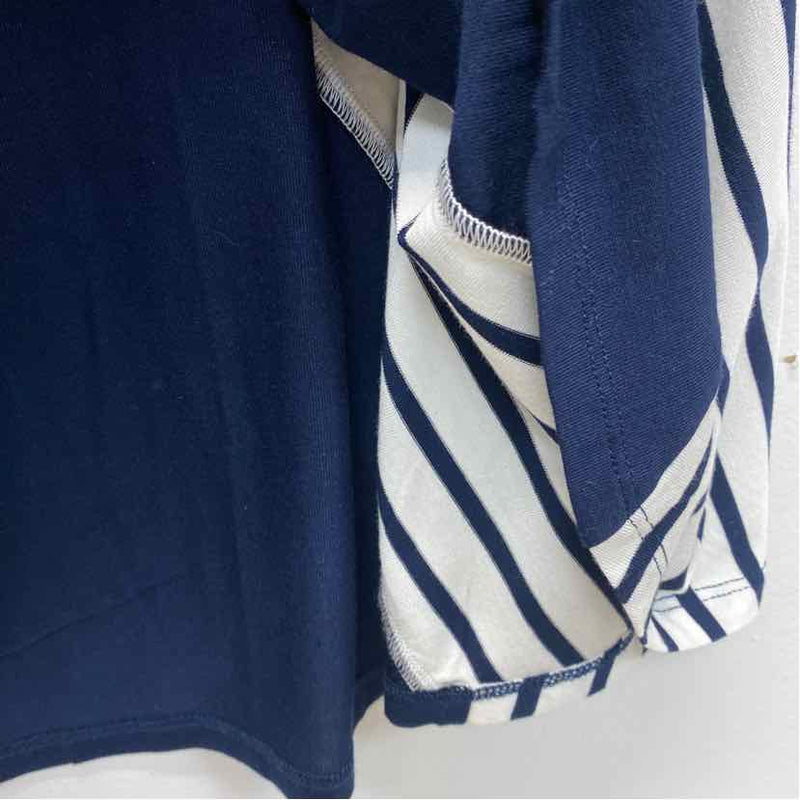 Soft Surroundings Size L Women's Navy-White Stripe Maxi Dress