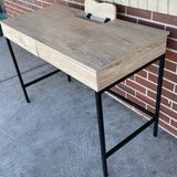 Light Brown Wood-Metal 2 Drawer Desk