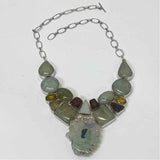 Multistone with center Amethyst Stalactite Flower slice pendant