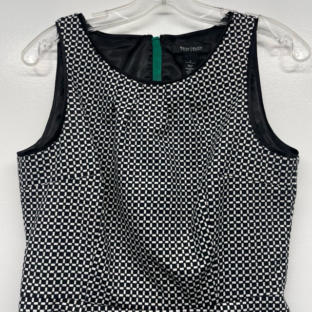 White House Black Market Size 8-M Women's Black-White Plaid Sleeveless Top