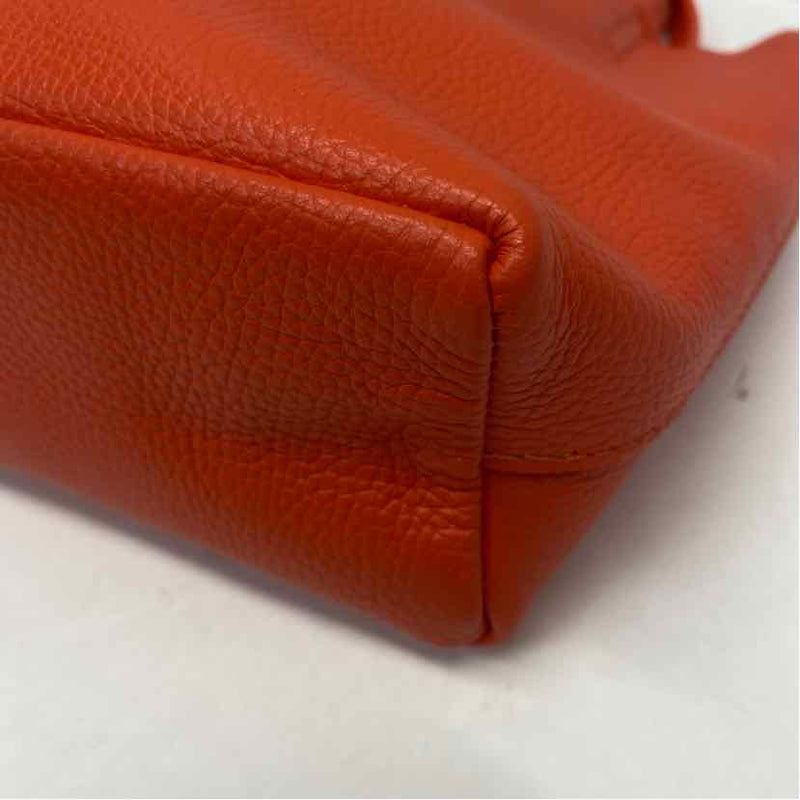Made in Italy Orange Leather Pebbled Satchel Handbag