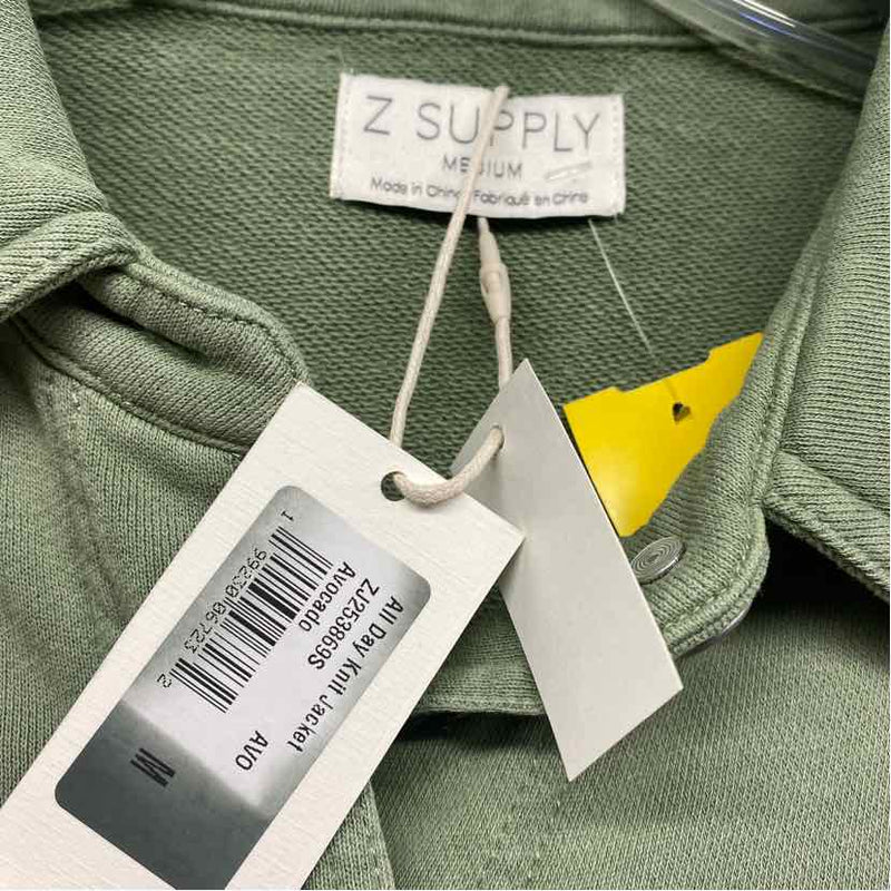 Z Supply Women's Size M Green Solid Button Up Jacket