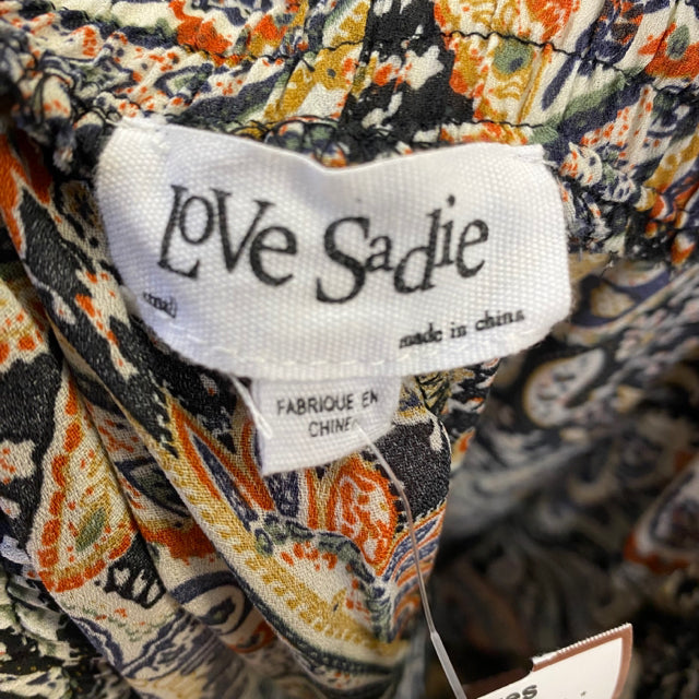 Love Sadie Size S- 2/4 Women's Black-Multi Paisley Elastic Waist Pants