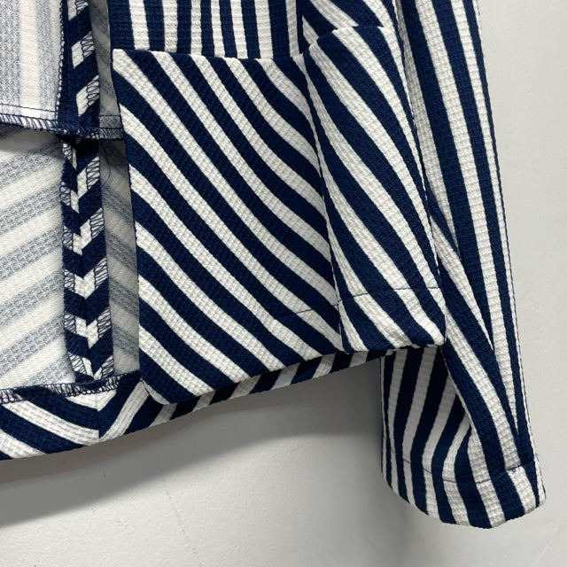 Andria Lieu Women's Size M Navy-White Stripe Open Front Jacket