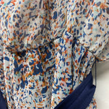 Tulle Size Xl Women's Blue-Multi Pattern Short Sleeve Dress