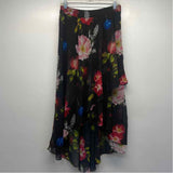 Ted Baker Size 3 Women's Black-Multi Floral High Low Skirt
