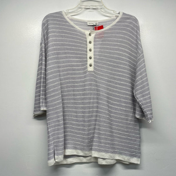 Gentle Fawn Size L Women's Lilac-White Stripe 3/4 Sleeve Long Sleeve Top