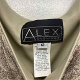 Alex Evenings Size 12-L Women's Beige Color Block Maxi 2 PC Dress