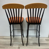 Amisco Swivel Coral- Black Metal-Wood Bar Height Stool