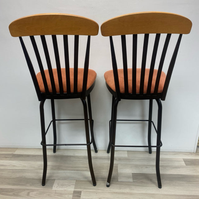 Amisco Swivel Coral- Black Metal-Wood Bar Height Stool