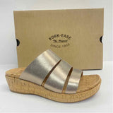 Kork-Ease Size 7 Women's Silver Shimmer Wedge Sandals