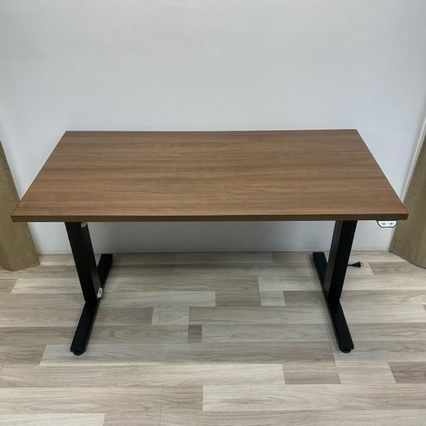 Brown-Black Wood-Metal Adjustable Height Desk