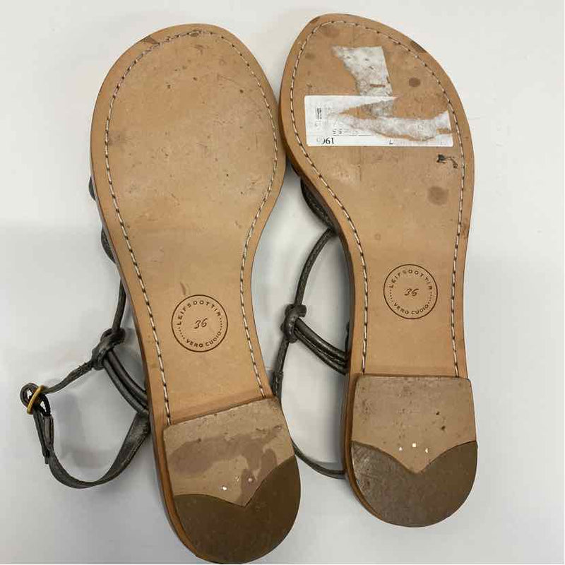 Leifsdottir Size 5.5 Women's Pewter Solid Strappy Sandals