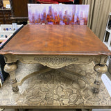 Brown-Tan Wood Carved Coffee Table