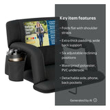 Alpcour Black Reclining Stadium Seat- Backpack