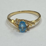 Yellow-Blue Blue Topaz 14K Gold 6.5 Ring